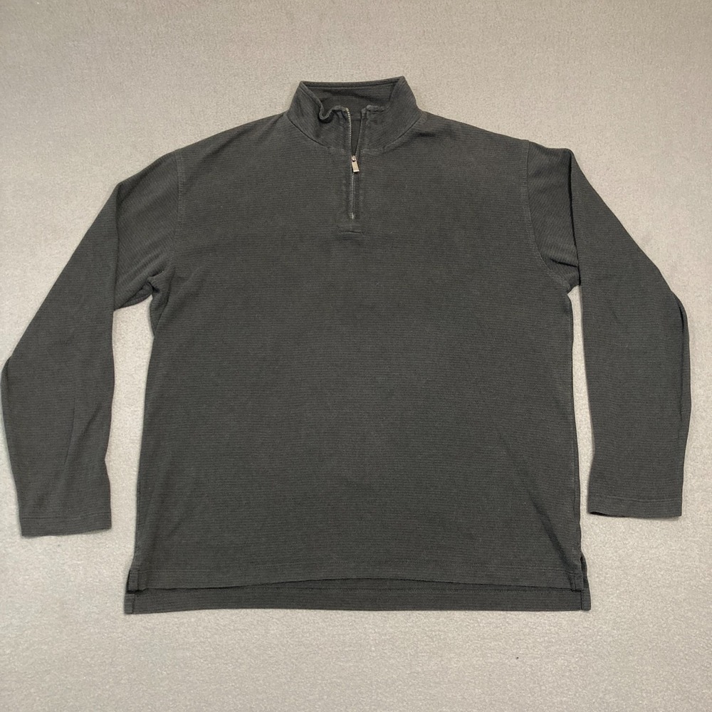 Zegna Sport Men's Medium Dark Gray 1/4 Zip Pullover Cotton Tencell Made in Italy